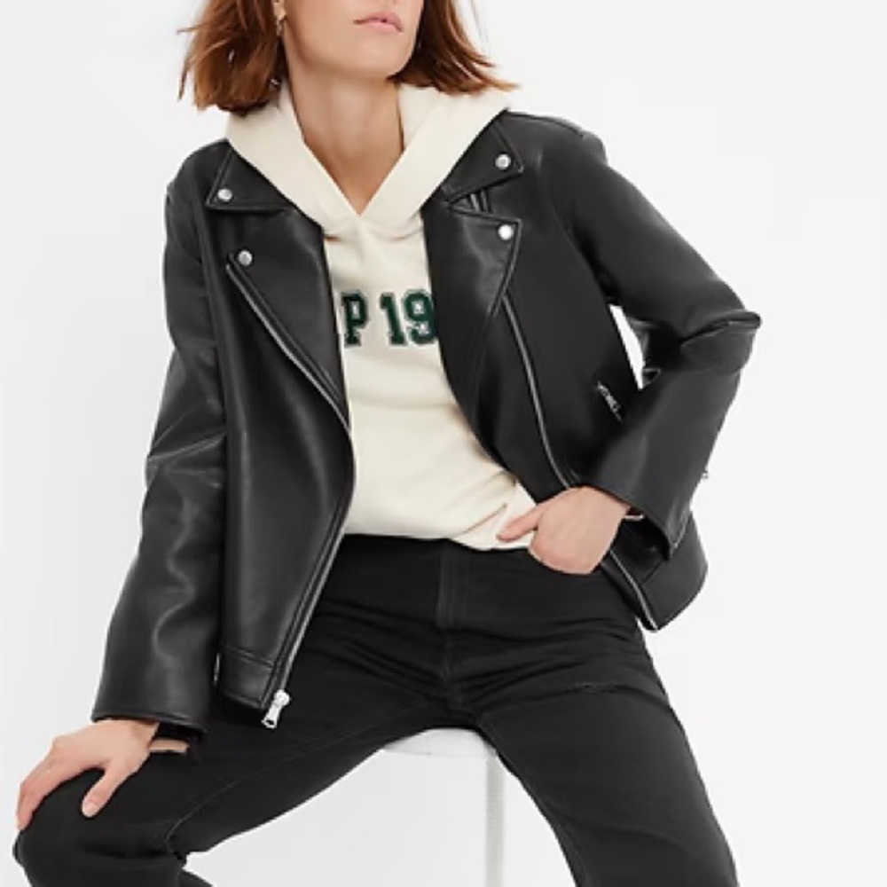 GAP Black Vegan Leather Moto Jacket